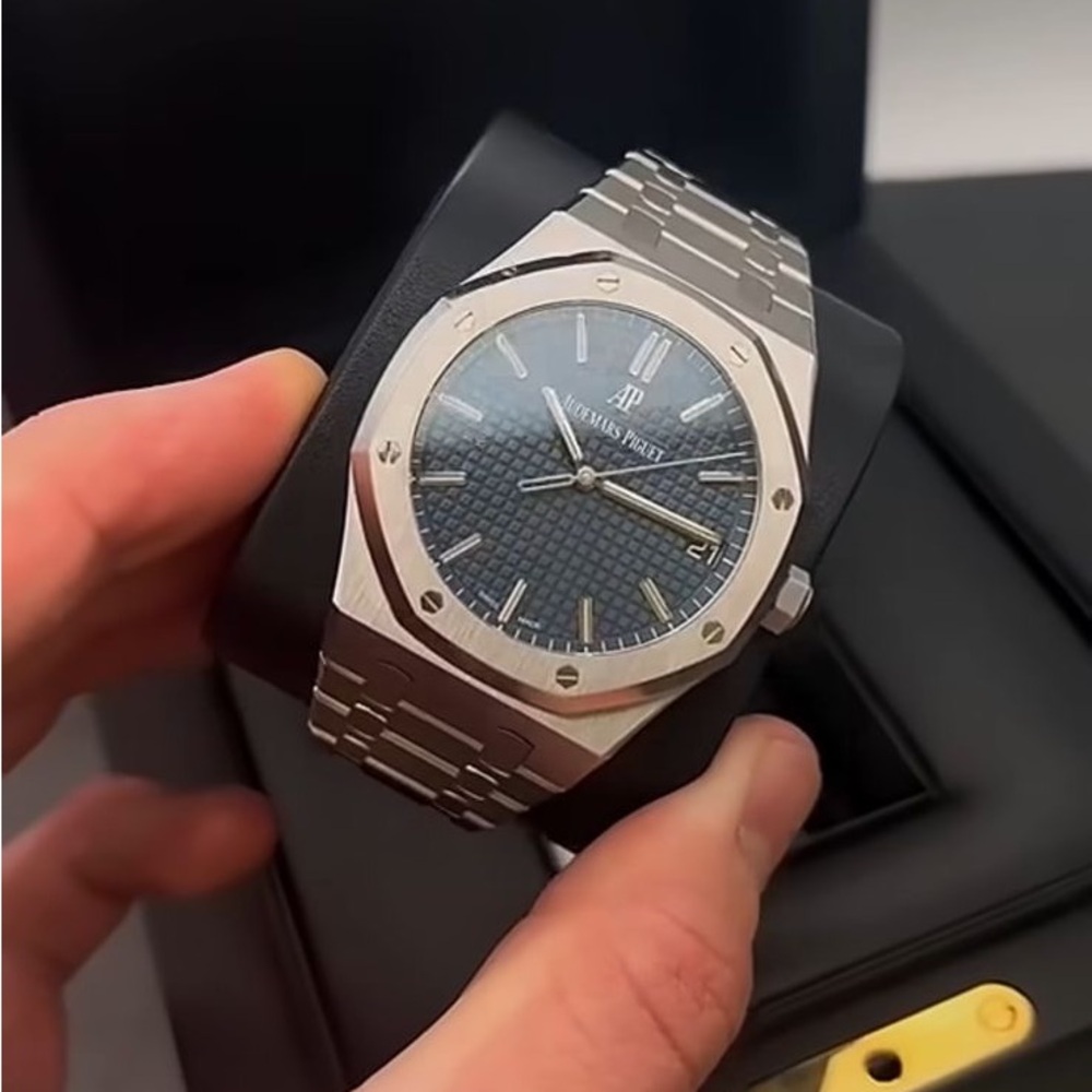 Audemars Piguet Silver and Blue Watch